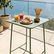 OVIALA - Table haute de jardin carrée en acier vert cactus - Palavas - vignette
