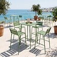 OVIALA - Table haute de jardin carrée en acier vert cactus - Palavas - vignette