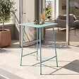 OVIALA - Table haute de jardin carrée en acier bleu turquoise 70cm - Palavas - vignette