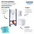 GROHE - Pack WC suspendu sans bride Start Round Ceramic  + abattant frein de chute + Bâti-support mur + Plaque chromé - vignette