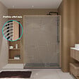 AURLANE - Paroi de douche 140 x 200 HINATA - style Japandi courbes douces - Cadre effet Bois - Verre 6mm - vignette