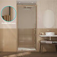 AURLANE - Porte de douche Pivotante 90x200cm - Profilés Aluminium effet Bois - Verre 6mm - WOOD CRUSH - vignette