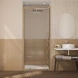 AURLANE - Porte de douche Pivotante 90x200cm - Profilés Aluminium effet Bois - Verre 6mm - WOOD CRUSH - vignette