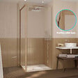 AURLANE - Paroi de retour 90x200cm - Profilés Aluminium effet Bois - Verre Trempé 6mm - WOOD CRUSH - vignette