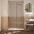 AURLANE - Porte de douche Coulissante 120x200cm - Profilés Aluminium effet Bois - Verre 6mm - WOOD CRUSH - vignette