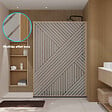 AURLANE - Paroi de douche 140x200 HINATA - Style Japandi Geometrique - Cadre Effet Bois - Verre 6mm - vignette