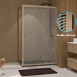 AURLANE - Porte de Douche Coulissante avec Retour 120x80x200cm Style Japandi Arrondi - Cadre Effet Bois - vignette