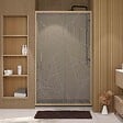 AURLANE - Porte de douche 120 coulissante HINATA - style Japandi courbes douces - Cadre effet Bois - Verre 6mm - vignette