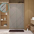 AURLANE - Porte de Douche Coulissante avec Retour 120x90x200cm Style Japandi Géométrique - Cadre Effet Bois - vignette