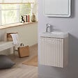 GODART - Meuble lave-mains Strié Beige cachemire pour robinet à gauche Solo - vignette