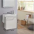 GODART - Meuble blanc mat Solo avec lave-mains et porte serviette intégré pour Robinet à droite - vignette