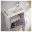 GODART - Meuble blanc brillant Solo avec lave-mains et porte serviette intégré pour Robinet à droite - vignette