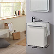 GODART - Meuble blanc mat Solo avec lave-mains et porte serviette intégré pour Robinet à gauche - poignée noire - vignette