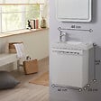 GODART - Meuble blanc brillant Solo avec lave-mains et porte serviette intégré pour Robinet à gauche - vignette