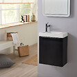 GODART - Meuble Noir mat Solo avec poignée noire et lave-mains pour robinet à gauche - vignette