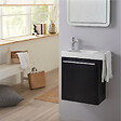 GODART - Meuble noir mat Solo avec lave-mains et porte serviette intégré pour Robinet à gauche - vignette