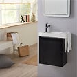 GODART - Meuble noir mat Solo avec lave-mains et porte serviette intégré pour Robinet à gauche - poignée noire - vignette