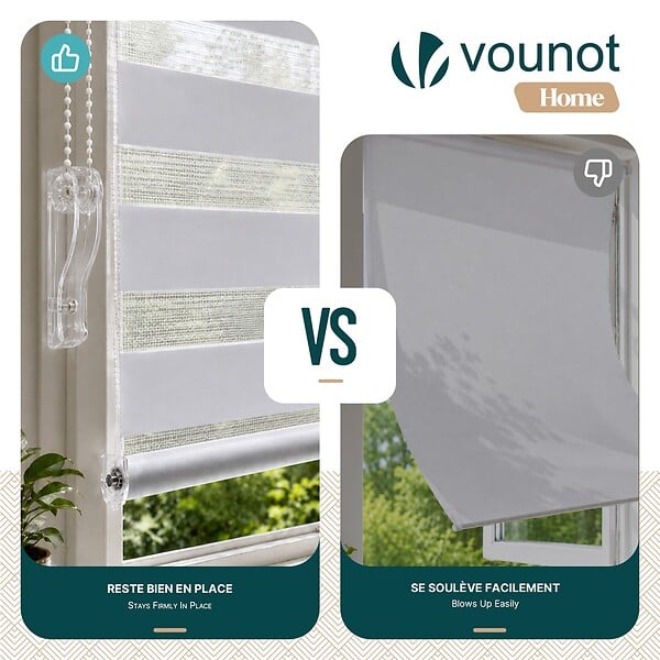 VOUNOT - Lot de 2 Store enrouleur jour nuit double 90x150cm Blanc - large
