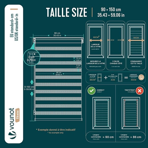 VOUNOT - Store enrouleur jour nuit double 90x150cm Blanc - large