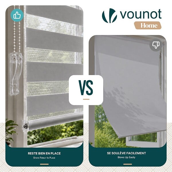 VOUNOT - Lot de 2 Store enrouleur jour nuit double 80x150cm Gris - large