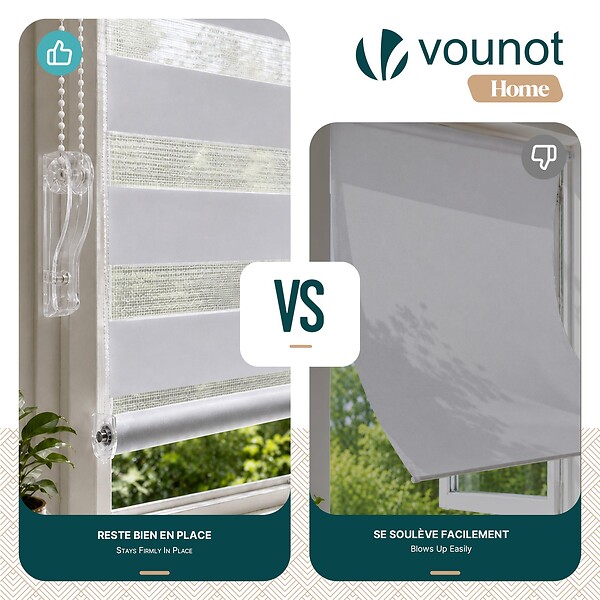 VOUNOT - Store enrouleur jour nuit double 80x150cm Blanc - large