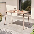OVIALA - Table de jardin en acier 6 places 120 cm taupe - Palavas - vignette
