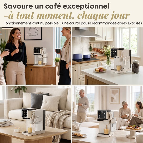 CIARRA - Machine à café expresso CIARRA CBSACM-D6 semi-automatique avec broyeur, carafe à lait, cappuccino, latte, écran tactile, compacte - 1400 W - large