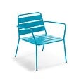 OVIALA - Fauteuil bas de jardin en métal bleu pacific - Palavas - vignette