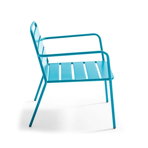 OVIALA - Fauteuil bas de jardin en métal bleu pacific - Palavas - large