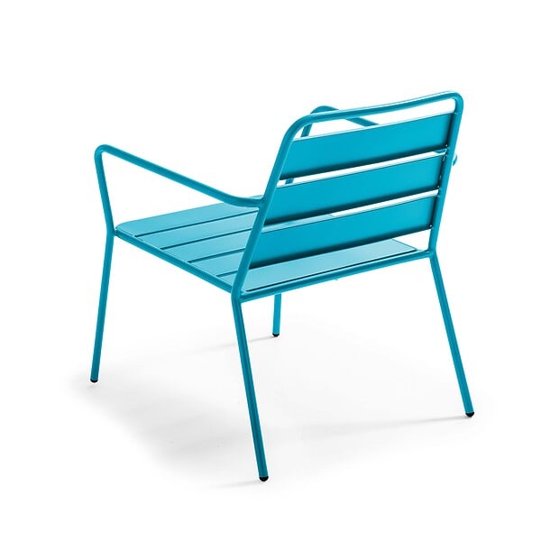 OVIALA - Fauteuil bas de jardin en métal bleu pacific - Palavas - large