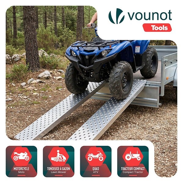 VOUNOT - Lot de 2 rampe de chargement 135cm en acier galvanise - large