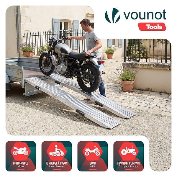 VOUNOT - Rampe de chargement pliable Lot de 2 pcs en acier galvanise 160cm - large