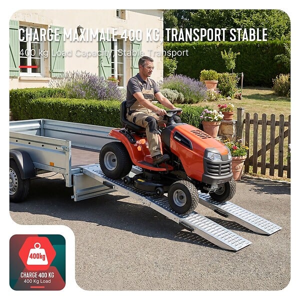 VOUNOT - Rampe de chargement pliable Lot de 2 pcs en acier galvanise 160cm - large