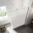 AICA SANITAIRE - Paroi de douche fixe à l'italienne 100x200cm Modèle Brume, verre 8mm trempé anticalcaire, avec barre de stabilisation 140cm en carré - vignette
