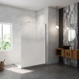 AICA SANITAIRE - Paroi de douche fixe à l'italienne 100x200cm Modèle Brume, verre 8mm trempé anticalcaire, avec barre de stabilisation 140cm - vignette