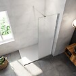 AICA SANITAIRE - Paroi de douche fixe à l'italienne 60x200cm Modèle Brume, verre 8mm trempé anticalcaire, avec barre de stabilisation 140cm - vignette