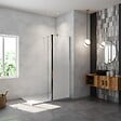 AICA SANITAIRE - Paroi de douche à l'italienne 70x200cm Modèle Brume avec retour pivotant 30x200cm, verre 8mm trempé, avec barre de fixation 140cm en carré - vignette