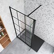 AICA SANITAIRE - Paroi de douche à l'italienne 100+40x200cm en verre coloré avec un retour pivotant 40cm et une barre de fixation en 140cm - vignette