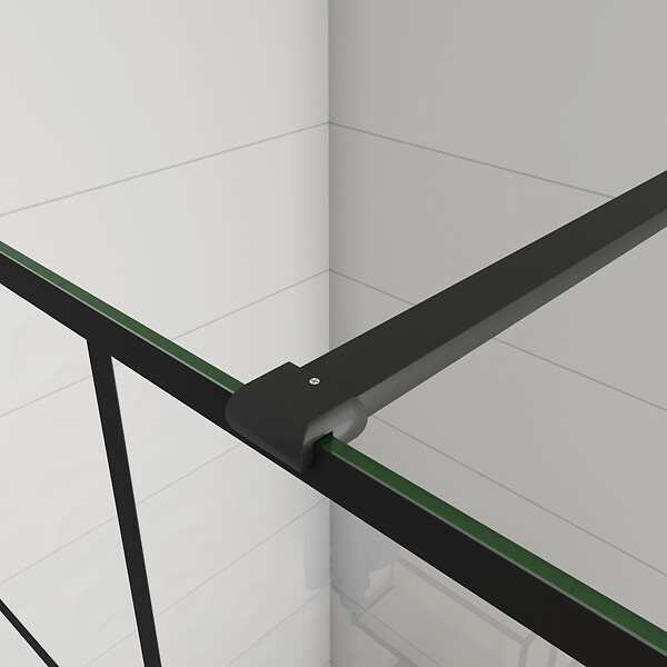 AICA SANITAIRE - Paroi De Douche Noire 100x200cm Paroi De Douche À L'italienne En 8mm Verre Coloré Avec Une Barre De Fixation Noire 140cm recoupable - large