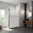AICA SANITAIRE - Paroi de douche à l'italienne 90x200cm Modèle Brume avec retour pivotant 30x200cm, verre 8mm trempé, avec barre de fixation 140cm en carré - vignette
