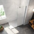 AICA SANITAIRE - Paroi de douche fixe à l'italienne 60x200cm Modèle Brume, verre 8mm trempé anticalcaire, avec barre de stabilisation 140cm en carré - vignette