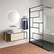 AICA SANITAIRE - Douche Italienne Receveur 140x80cm Noir et Extra-plat Avec Paroi De Douche 90x200cm profil noir en verre anticalcaire - vignette