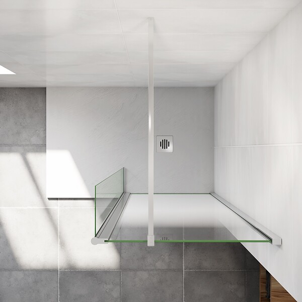 AICA SANITAIRE - Paroi de douche à l'italienne 80x200cm Modèle Brume avec retour pivotant 40x200cm, verre 8mm trempé, avec barre de fixation 140cm en carré - large