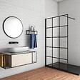 AICA SANITAIRE - Paroi De Douche Noire 90x200cm Paroi De Douche À L'italienne En 8mm Verre Coloré Avec Une Barre De Fixation Noire 140cm recoupable - vignette