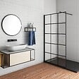 AICA SANITAIRE - Paroi De Douche Noire 120x200cm Paroi De Douche À L'italienne En 8mm Verre Coloré Avec Une Barre De Fixation extensible en cylindrique - vignette