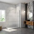 AICA SANITAIRE - Paroi de douche à l'italienne 140x190cm en 6mm verre avec bandes horizontales sérigraphiées, livré avec barre de fixation 140cm - vignette