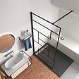 AICA SANITAIRE - Douche Italienne Receveur 120x80cm Noir et Extra-plat Avec Paroi De Douche 90x200cm profil noir en verre anticalcaire - vignette