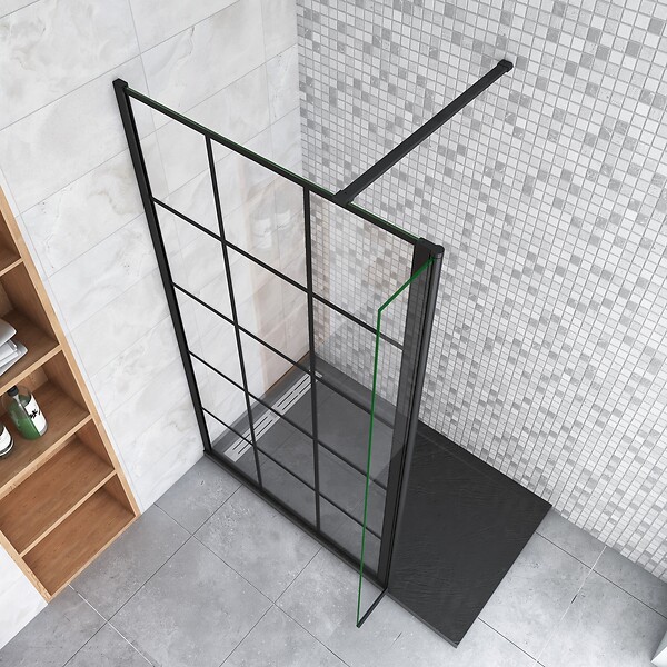 AICA SANITAIRE - Paroi de douche à l'italienne 140+40x200cm en verre coloré avec un retour pivotant 40cm et une barre de fixation en 140cm - large