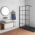 AICA SANITAIRE - Paroi De Douche Noire 90x200cm Paroi De Douche À L'italienne En 8mm Verre Coloré Avec Une Barre De Fixation extensible en cylindrique - vignette