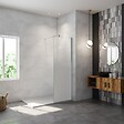 AICA SANITAIRE - Paroi de douche fixe à l'italienne 50x200cm Modèle Brume, verre 8mm trempé anticalcaire, avec barre de stabilisation 140cm en carré - vignette